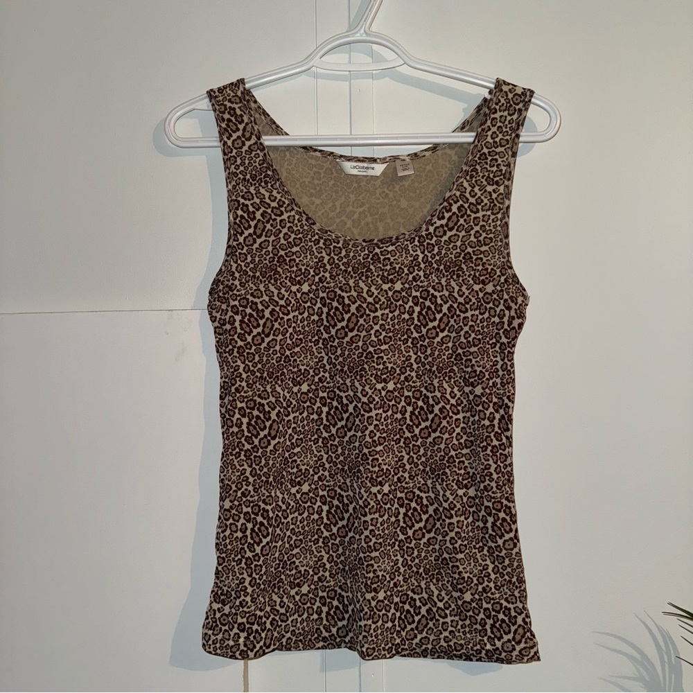 LIZ CLAIBORNE Leopard Print Tank Top L (Petite)